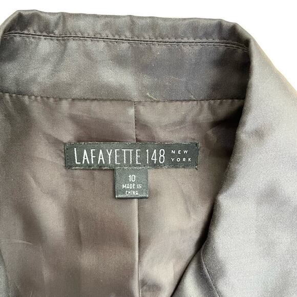 Lafayette 148 New York Satin Ruched Blazer‎ Wooden Button Front Jacket Brown, 10 - Picture 3 of 10